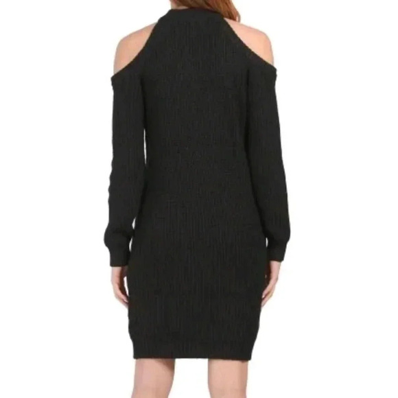 TAHARI Long Sleeve Sweater Dress Open Shoulder Black - Picture 2 of 8